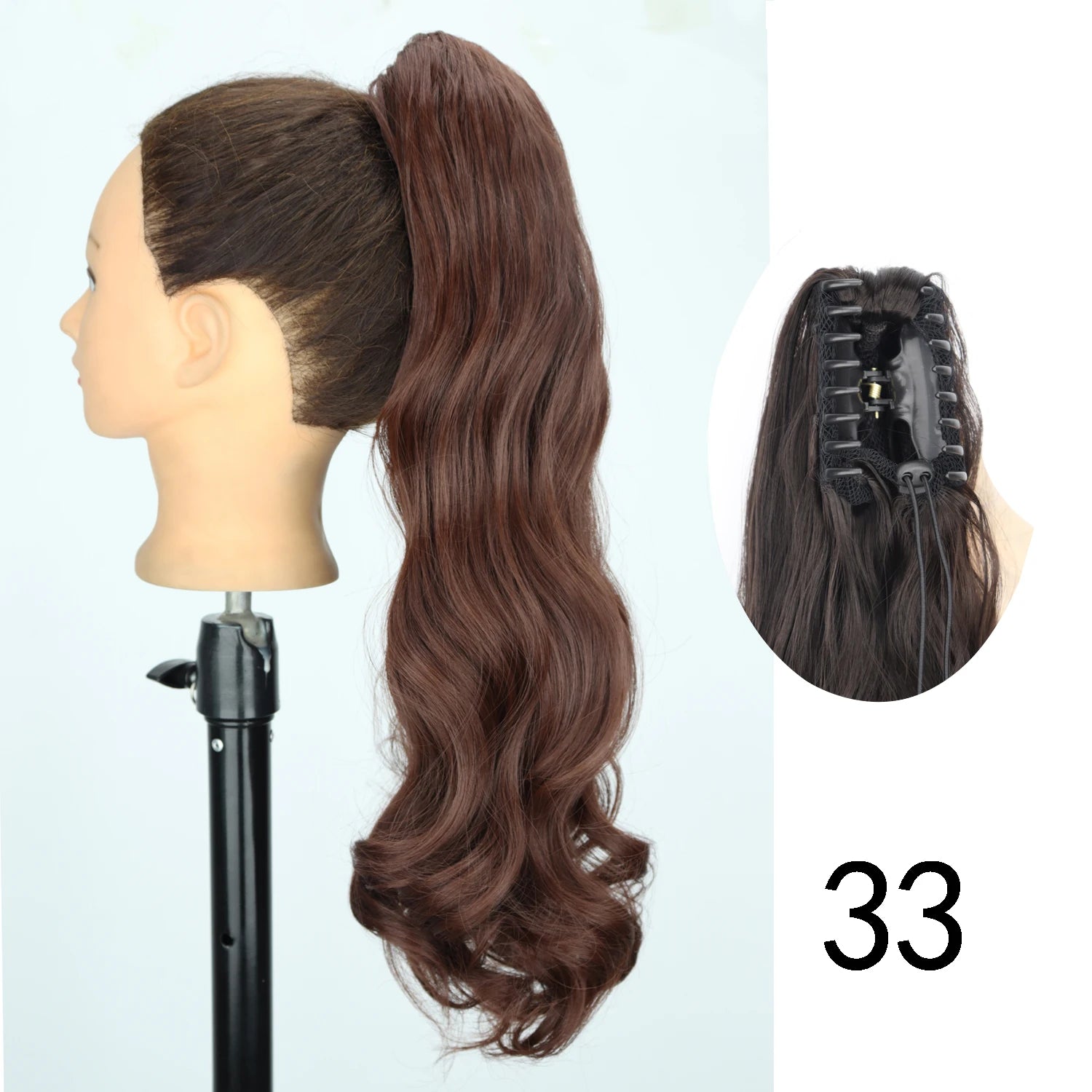 Synthetic 24Inch Wavy Claw Clip On Ponytail Hair Extension Ponytail Extension Hair For Women Pony Tail Hair Hairpiece