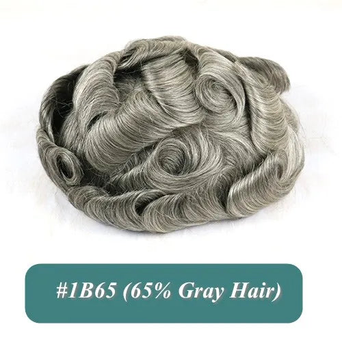 Undetected 0.02mm Thin Skin Natural Hairline Human Hair Men Toupee Black Gray Brown Blonde Male Hair Light Capillary Prosthesis