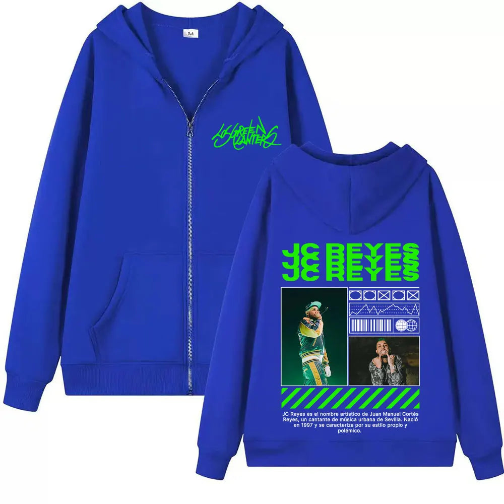 Rapper Jc Reyes Album Tour 2025 Cover Zipper Sweatshirts for Men Vintage 90s Hip Hop Style Jacket Unisex Harajuku Zip Up Hoodies