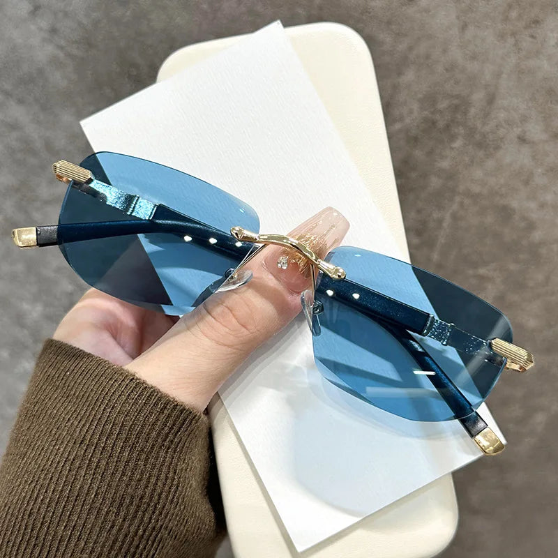 Ultra Light Frameless Diamond Cutting Reading Glasses  Women Men Anti Blue Light Presbyopia Glasses Fashion Sun Shading Glasses