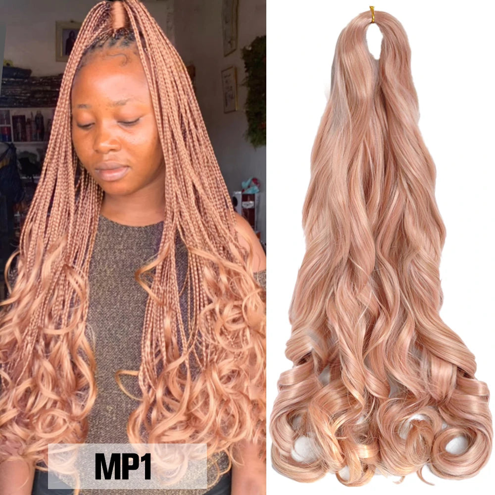 French Curls Braiding Hair Extensions 24Inch Synthetic Curl Hair Loose Wave Spiral Curl Crochet Hair Braids For Black Women
