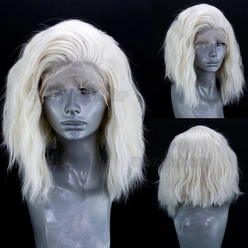 Pink Short Curly Wig 13x4 Lace Front Wigs for Women Bob Wave Synthetic Hair Natural Hairline Glueless Daily Wear Cosplay Wigs