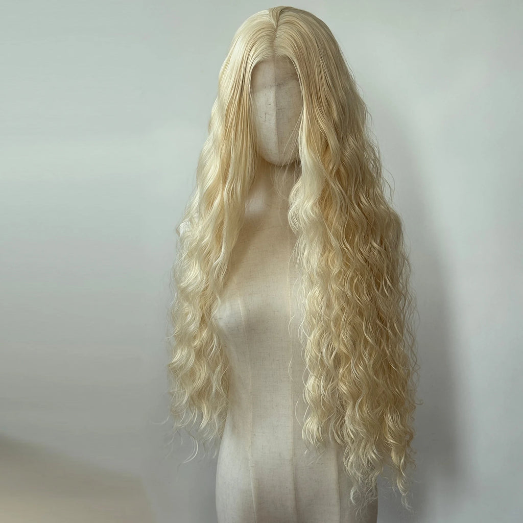 #613 Blonde Wig Synthetic Lace Front Wig Long Loose Wave Lace Front Synthetic Wig Pre Plucked Heat Resistant Fiber Hair