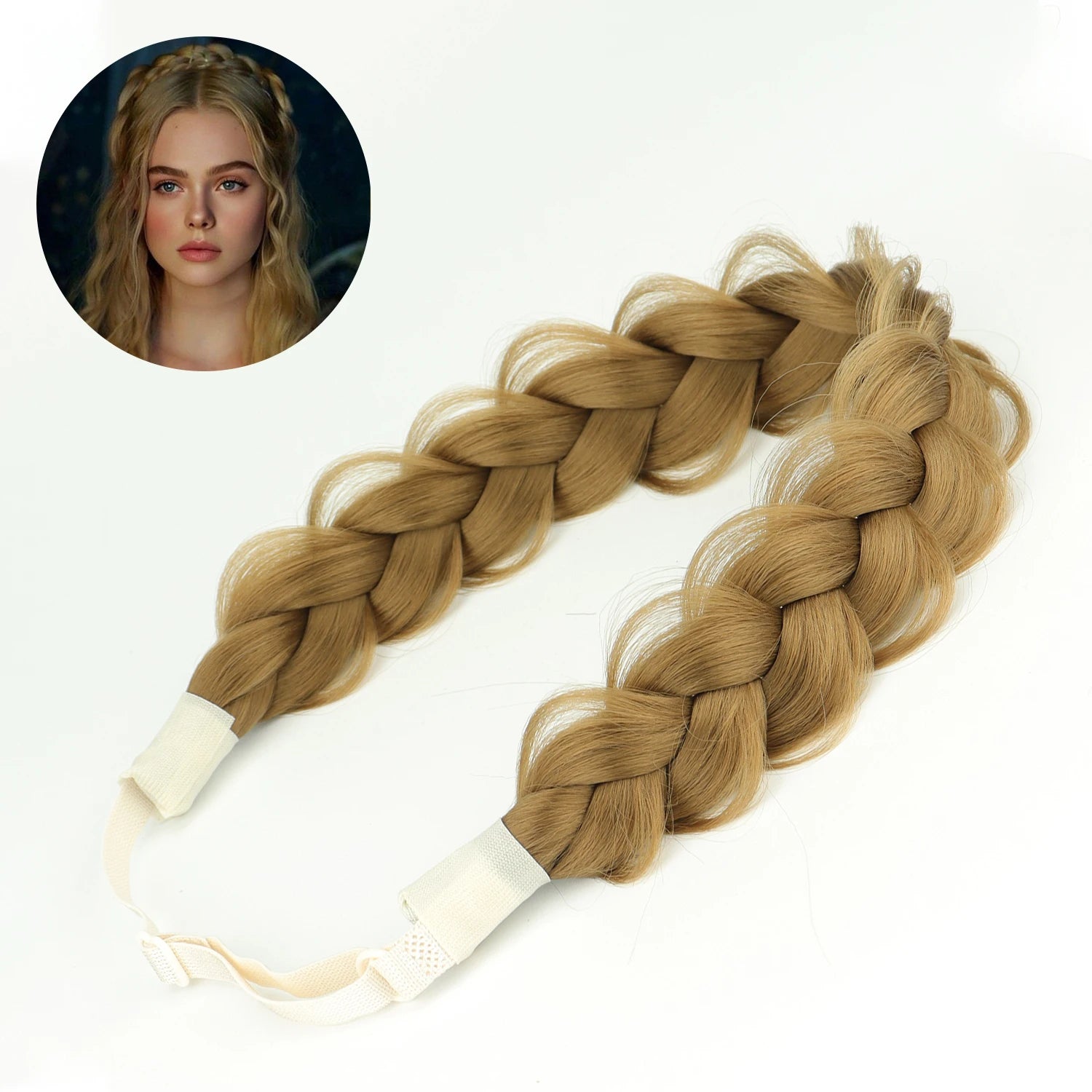 Synthetic Hair Braided Headband with Elastic Band Style for Women Girls Blonde Brown Braided Headwear Hair Scrunchy Headband