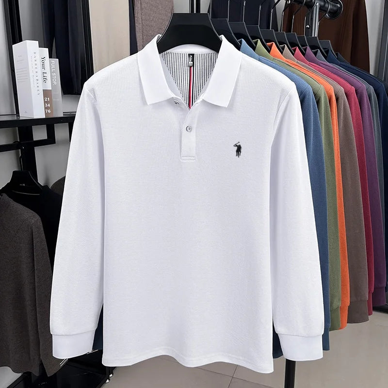 Fashion autumn and winter new item Paul brand embroidered polo shirt mens brand business casual comfortable long sleeved T-shirt