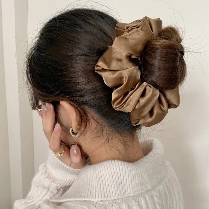 2024 Pillow Sleep Headband Elastic Ponytail Scrunchie for Women Hair Accessories Girls Soft Solid Satin Filled Cotton Big Bands
