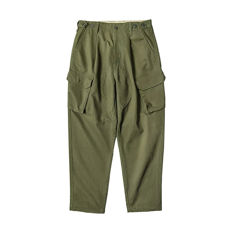 Maden Vintage Tactical Tapered Pants for Men 100% Cotton Wide Cargo Pant Casual Baggy Large Pockets Trousers Streetwear