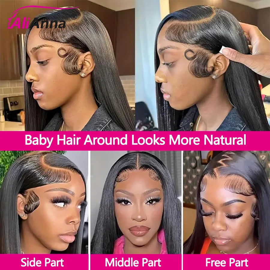 30Inch Straight Human Hair Wigs for Women 13x6 HD Transaparent Lace Frontal Wig Multi Parting Pre Plucked Indian Raw Hair Wig