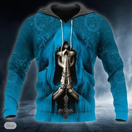 2023 New Men's Skull Hoodie Sweatshirts 3D print Head Pattern Hooded Pullover Autumn Fashion Casual Sweatshirt