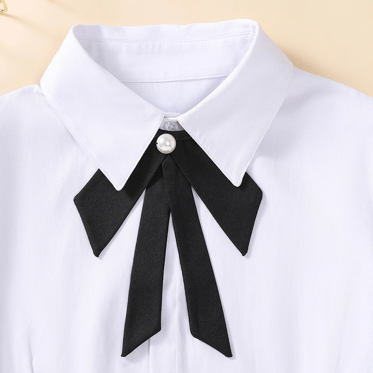 Customized Large Bead Decoration Bow, Detachable Shirt Collar, Personalized and Versatile Fake Collar
