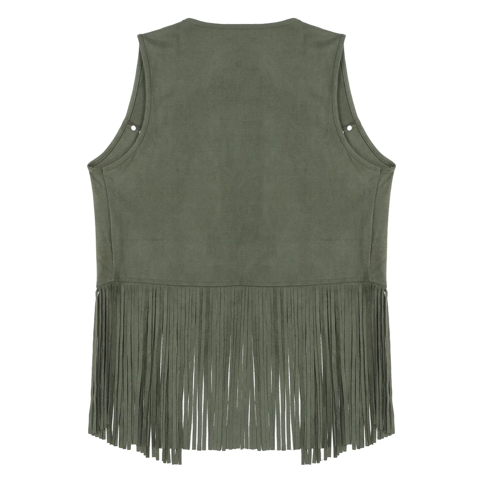 Mens Faux Suede Tassel Vest Coat Punk Western Cowboy Costume Fashion Rivets Fringe Waistcoat Open Front Sleeveless Jacket Tops