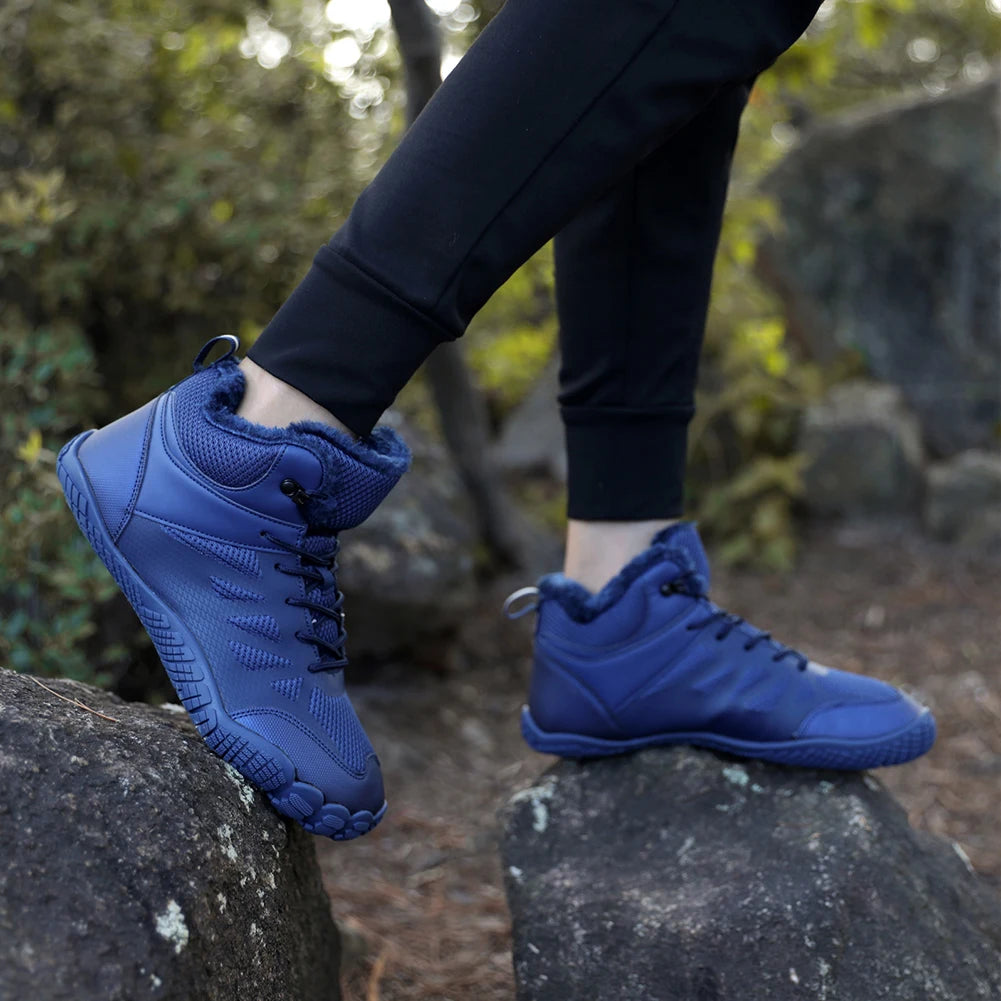 Womens Mens Winter Snow Boots Fur Lined Barefoot Shoes Waterproof Walking Shoes Anti-Slip Outdoor Booties