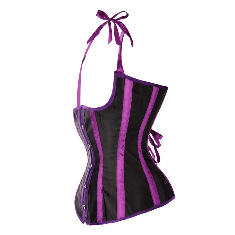 Lady Vest Corsets for Women Satin Halter Tops Straps Underbust Corset Bodyshaper Steampunk Corset Bustier Sexy Cupless Lingerie