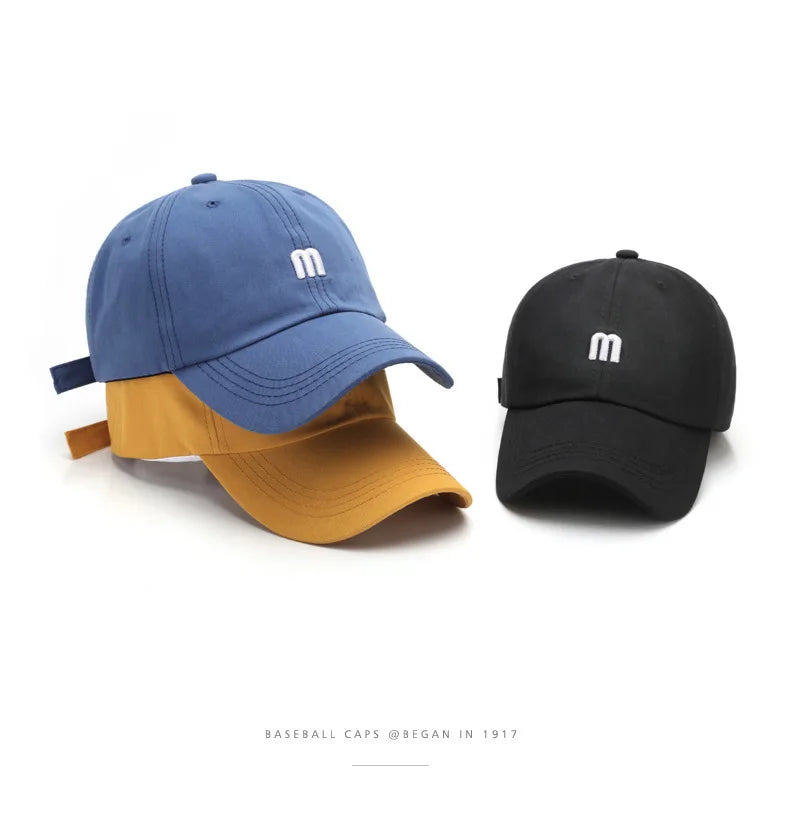 Embroidered M Baseball Cap For Women Men New Spring Summer Cotton Solid Sunhat Sports Snapback Caps Fashion Hip Hop Fishing Hat