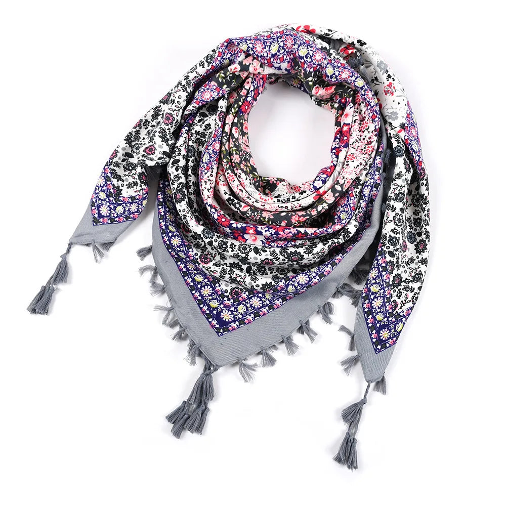Scarf Winter Women Ladies Bohemian Print Shawl Russian Ethnic Wraps Tassel Scarves Bufanda Mujer Foulard Femme Square