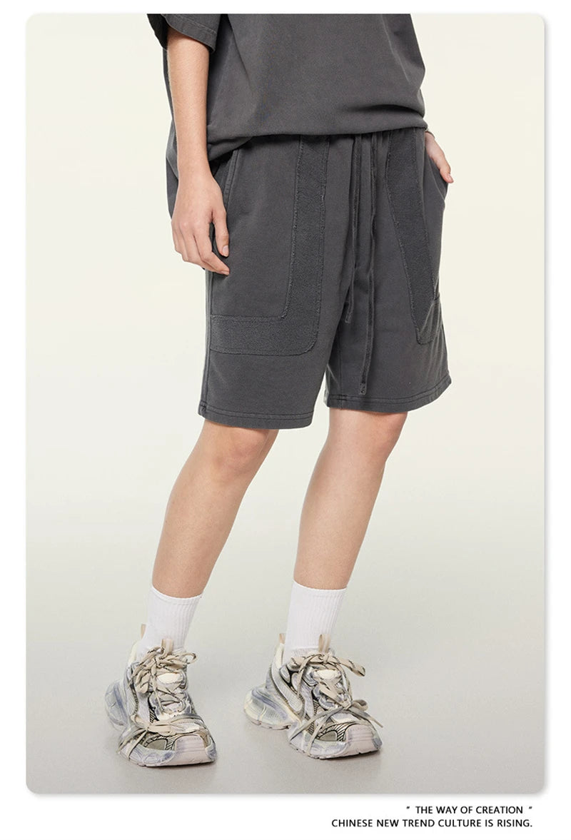 ZODF New 2024 Summer Men Washed Cotton Shorts Unisex Casual Loose 350gsm Comfortable Short Pants Brand Bottoms HY0792