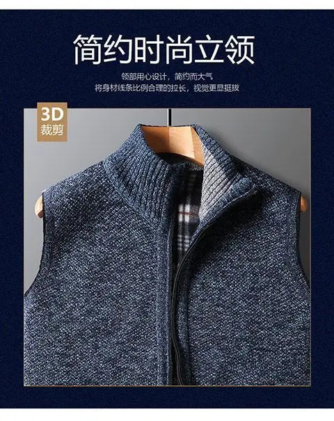 Winter Plus Velvet Thick Wool Vest Thick Knitted Cardigan Chopped Shoulder Vest