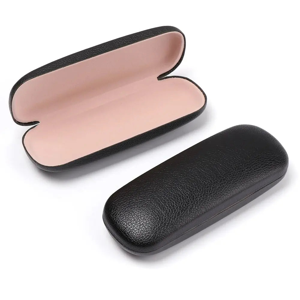 Unisex Waterproof PU Leather Litchi Grain Black Spectacle Cases Glasses Box Hard Frame Eyeglass Cases Eyewear Protector