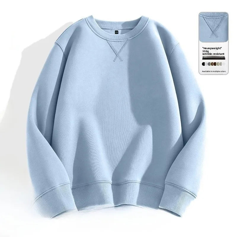 Loose Fit  Color Hoodl Sweatirt Long Sve round Ne Men's Autumn Winter Heavyweight Comfortable Antibacterial Ba...