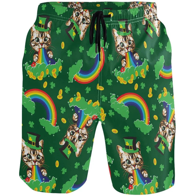 Vintage Chinese Carp Dragon 3d Printed Beach Shorts Street Short Pants Men Summer Loose Swim Trunks Quick Dry Board Shorts