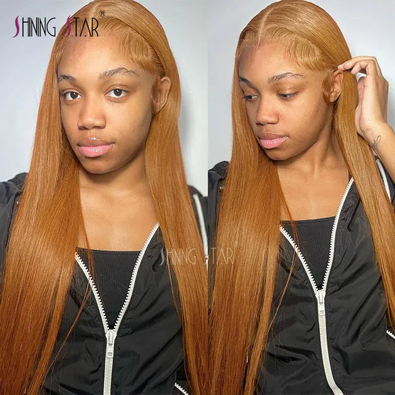 Body Wave 13X4 Lace Frontal Wig Colored Ginger Blonde Hd Transparent 30 32" Brazilian Lace Front Human Hair Wig For Black Women