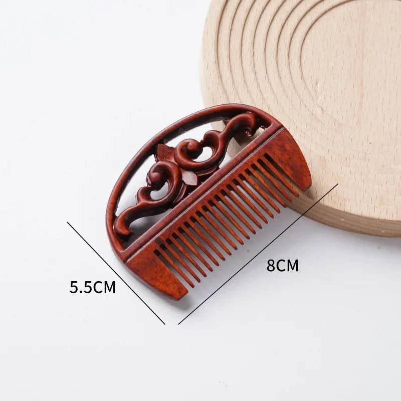 Portable Mini Ebony Wood Comb Chinese Style Carved Travel Souvenir Popular Hairdressing Professional Comb Made in China
