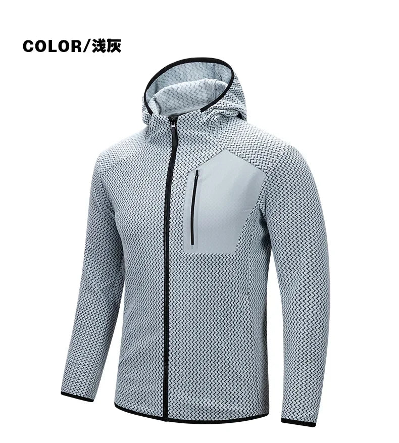 ARC Outdoor Men's Zipper Plush Hoodie Mountaineering Travel Sports Fashion Cationic Casual Fishing Spring and Autumn Hoodie