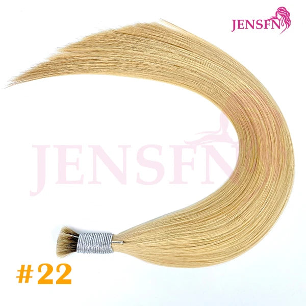 JENSFN  Bulk Hair Extensions Human Hair Straight  16"-26" Inch 50g/Strand  #613 60  Brown Blonde Color Hair Salon Supplies