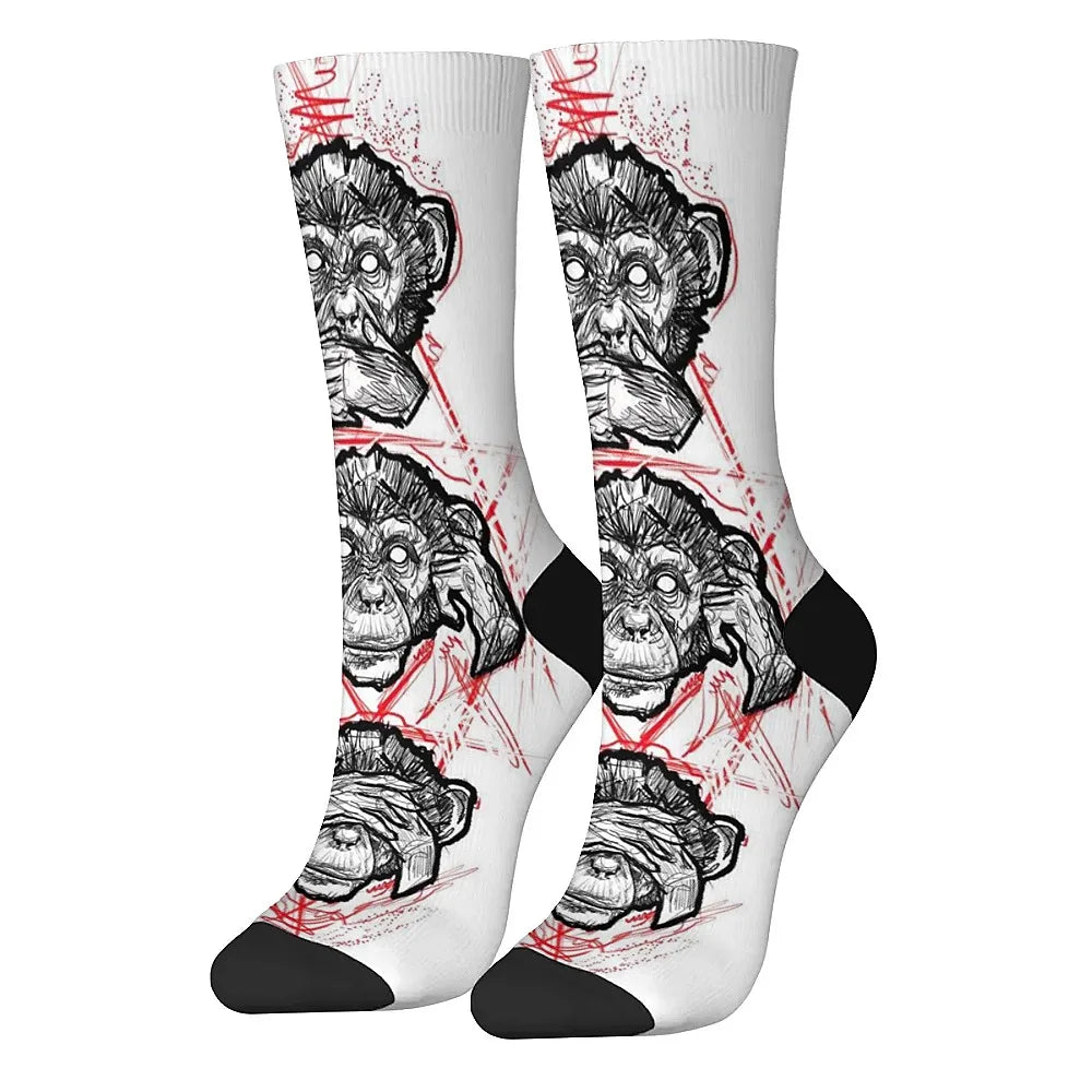 New and interesting men's socks, retro fun art gorilla, street hip-hop style, comfortable and breathable, outdoor leisure sports