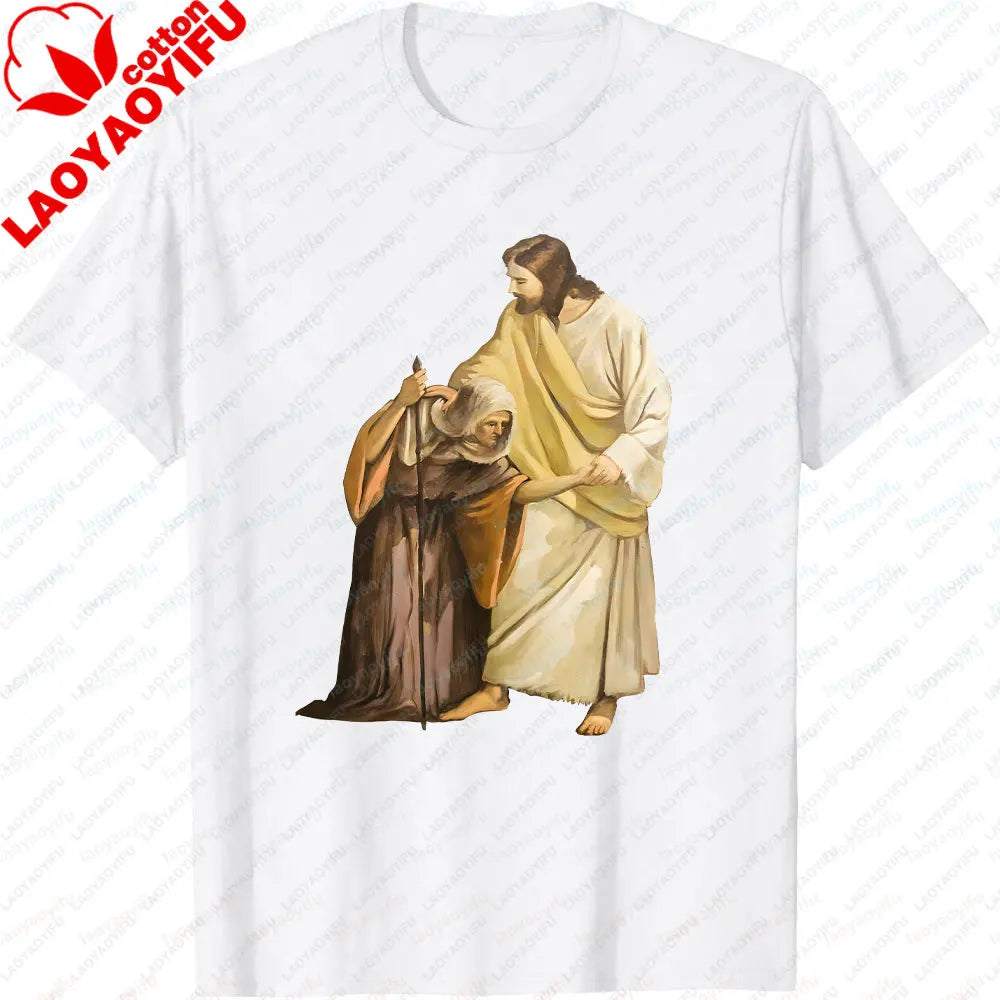Jesus Christ Pantocrator Icon Sinai Orthodox Christian Man Gift Printed T-Shirt Summer Women Short Sleeve Cotton Unisex T Shirt