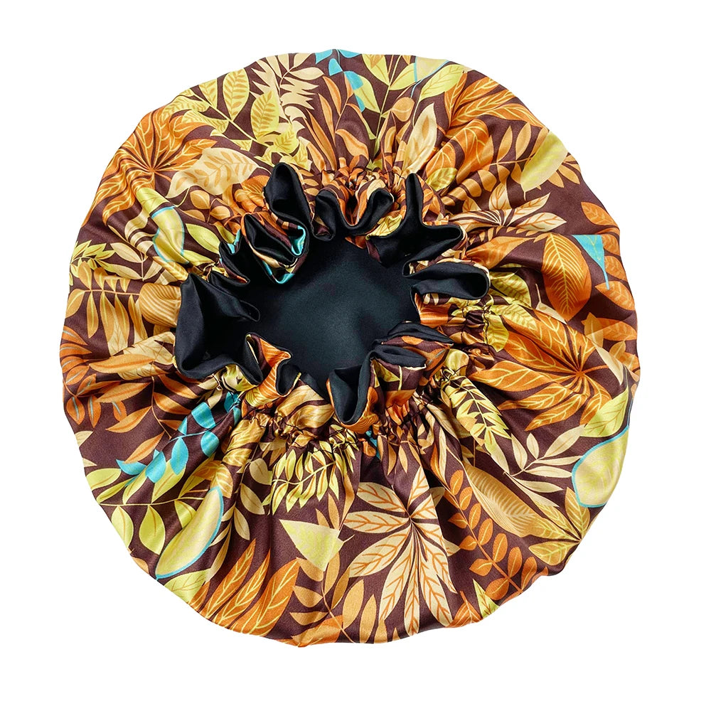 New Solid Women Satin Bonnet Fashion Stain Silky Big Bonnet for Lady Sleep Cap Headwrap Hat Hair Wrap Accessories Wholesale