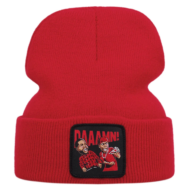 DAAAMN cartoon embroidered knitted hat for autumn and winter outdoor sports events Warm woolen hat hip-hop
