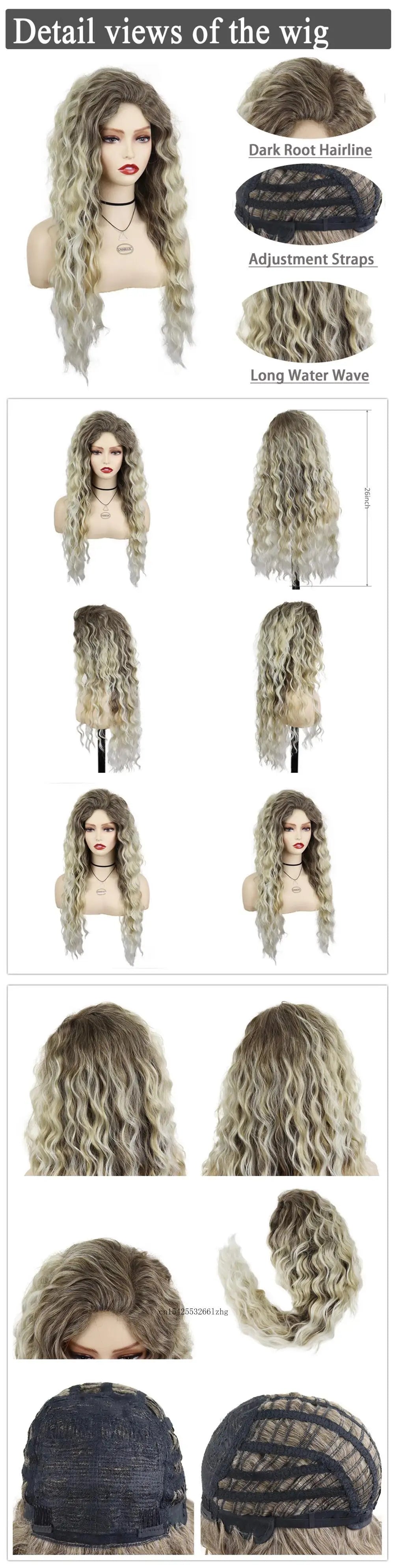 GNIMEGIL Synthetic Grey Hair Long Water Wave Wigs for Women Natural Fluffy Curly Wave Wig Cosplay Halloween Party Heat Resistant