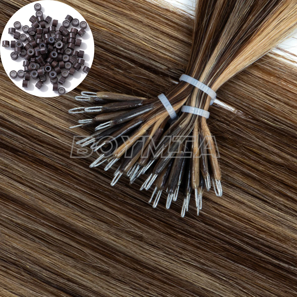 BOYMIA Nano Hair Extensions Human Hair Natural Straight for women Invisible Add Length and Volume 12-22inch 30G Free Nano Bead