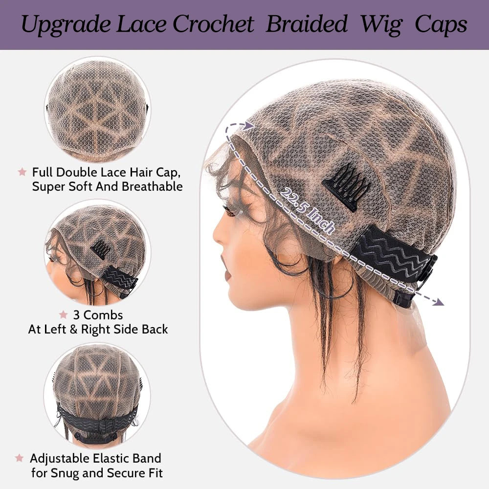 Ventilating Full Lace Wig Cap For Crochet Braiding Hair Black Braided Wig Cap For Making Afro Glueless Wig Lace Wig Cornrow Cap