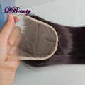 4x4 Lace Closure 100% Human Hair Pre-plucked Transparent Lace Free Part 22 inch Color 1B Black Straight Soft Indian Hair QBeauty