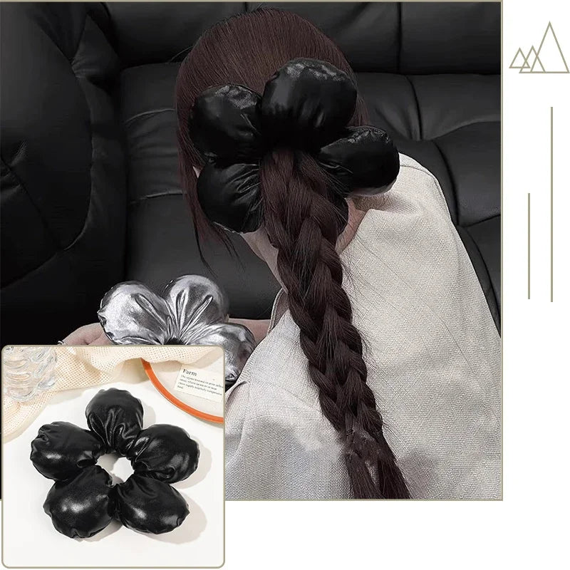2024 Pillow Sleep Headband Elastic Ponytail Scrunchie for Women Hair Accessories Girls Soft Solid Satin Filled Cotton Big Bands