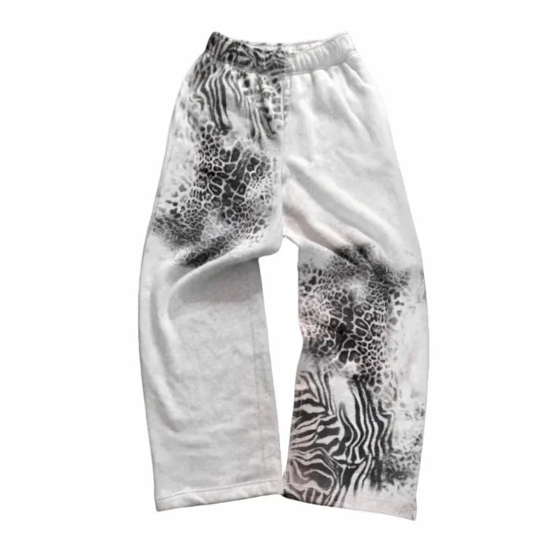 Retro Animal Print Sweatpants Y2K Clothes Men Women Harajuku Hip Hop Retro Graphic Baggy Sweatpants Elastic Waist Casual Trouser