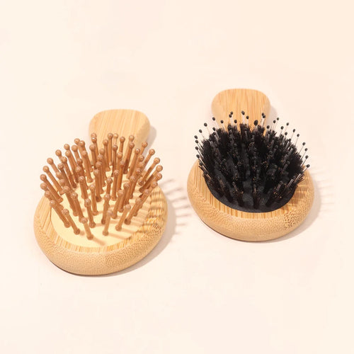 1pc bamboo mini air cushion comb anti-static comb hair care styling comb to reduce hair loss Special for real hair wigs