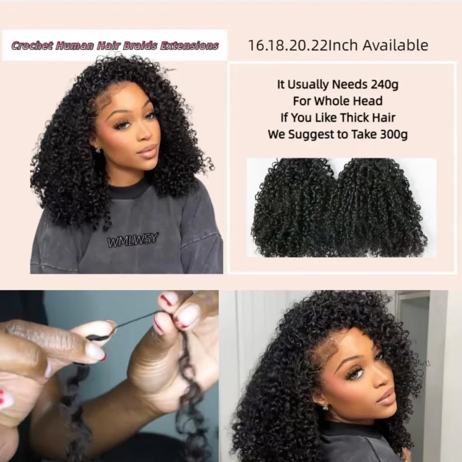 Deep Wave Crochet Human Hair Brazilian 12A Small Spirals Burmese Curly Bundles Virgin Feather Kinky Curly Hair Extension
