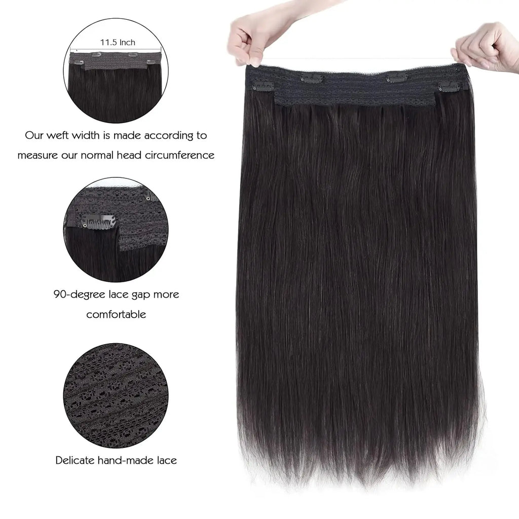 Human Hair Extensions Invisible Wire Hair Extensions Black Remy fish line hair Hairpiece with Fish Line