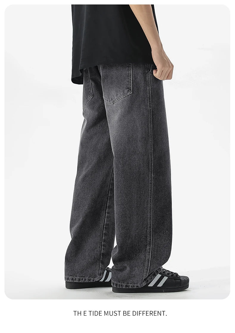 Men's Jeans American Loose Wide-leg Loose Straight Casual Trousers Street Hip-hop Baggy Jeans Black Grey  Blue Streetwear Men