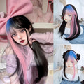 XIYUE Synthetic Lolita Long Anime Curly Wigs Hair Black Pick Blue Cosplay Wig Heat-Resisting Fiber Hair Wigs For Women
