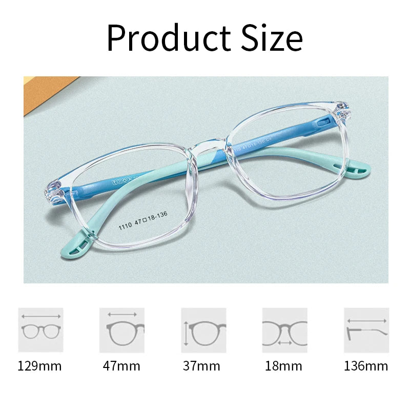 Xbora TR90 Frames for Boys and Girls, Myopia Prescription Glasses, Flexible Frames, Vintage, Square Optical Eyeglasses Kids 1110