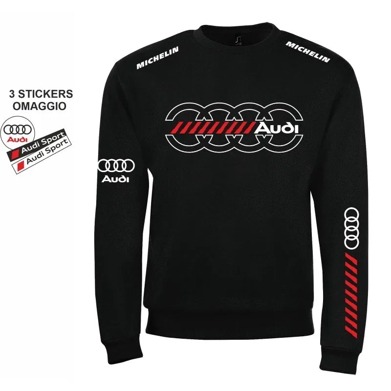 Audi Sport Racing Round Neck Sweatshirt Autumn/Winter Men's Hoodie Car Enthusiast Sports Logo Premium Printed Casual Hoodie