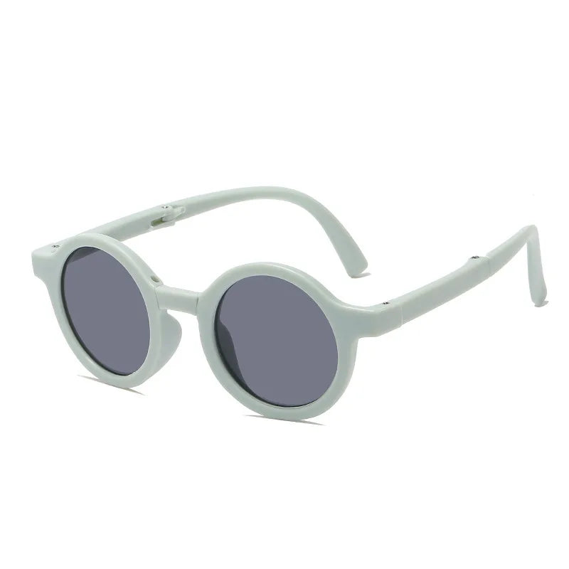 New Folding Children's Fashionable Round Sunglasses Cute Eyeglasses For Boys Girls Baby Sunshade And UV Protection