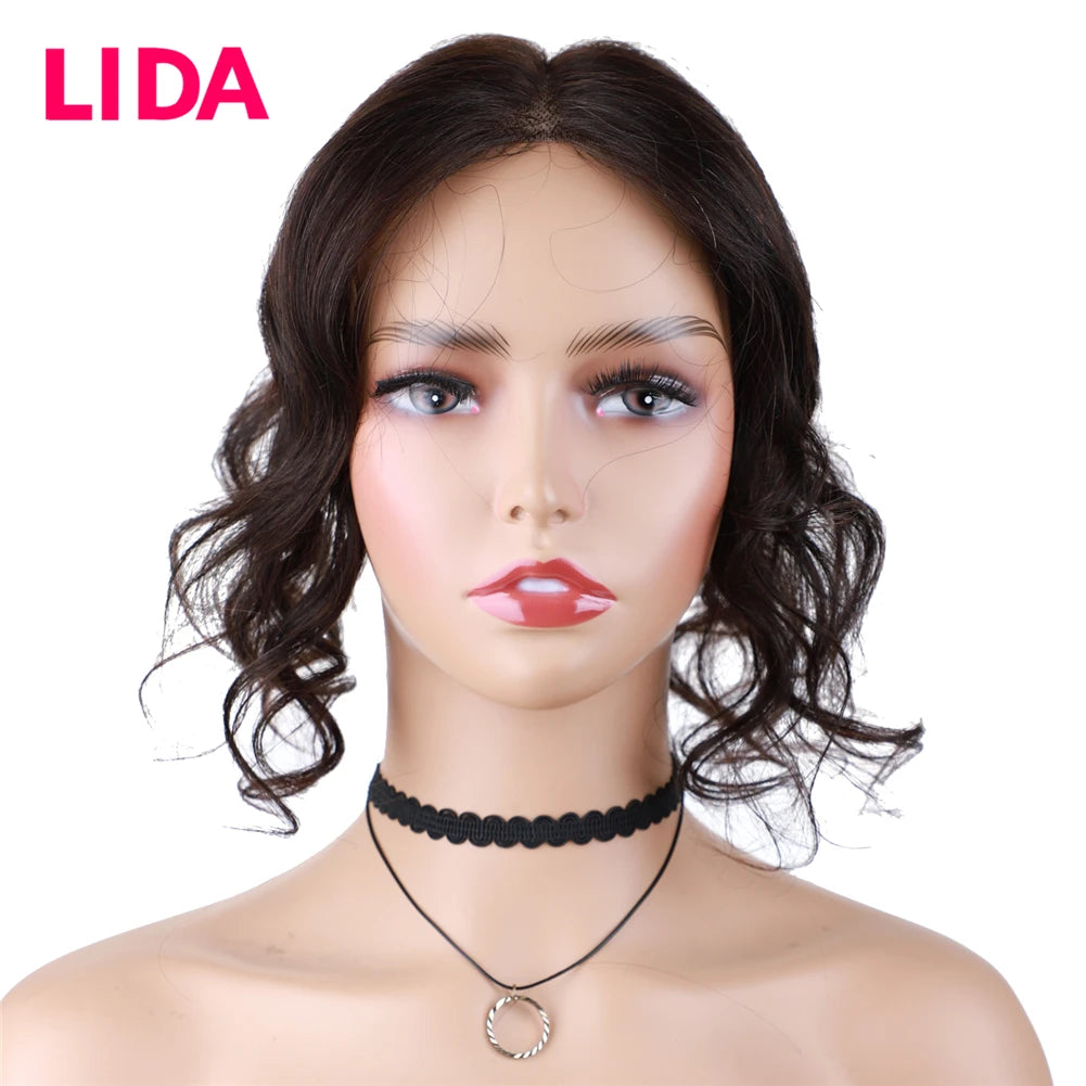 Women Topper Clip-In Silk Top Base Closure 13x8cm Human Hair Pieces Natural Curly Clip-In Closure Cover The White Hair