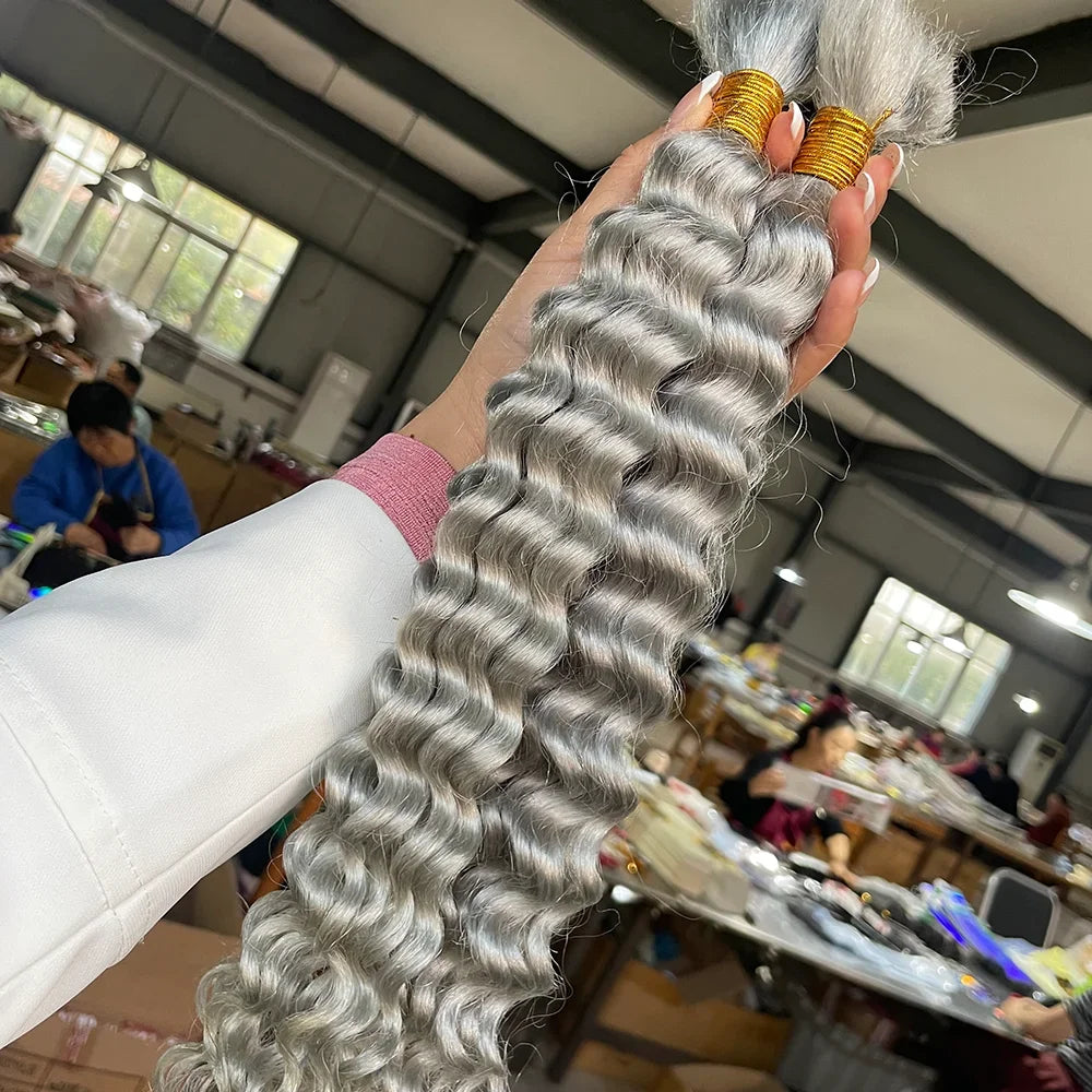 Human Braiding Hair 1 Bundle 20 Inch Human Hair Bundles for Braiding Highlight P4/27 Color Deep Wave Bulk Human Hair Bundles