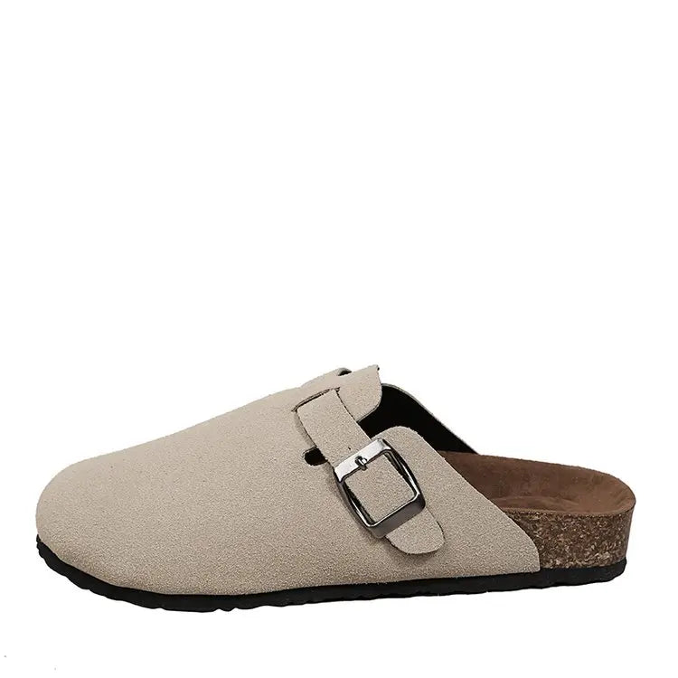 2026 Fashion Women Casual Faux Suede Slippers Wedges Heel Cork Mules Platform Clog Non Slip Sole Buckle Outdoor Home Shoes35--44
