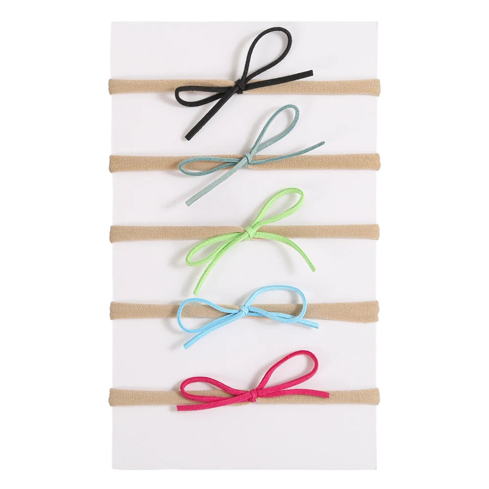 5Pcs/Lot Baby Headband for Baby Girls Soft Nylon Elastic Solid Color Hairband Print Hair Bow Kids Headwear Baby Hair Accessories